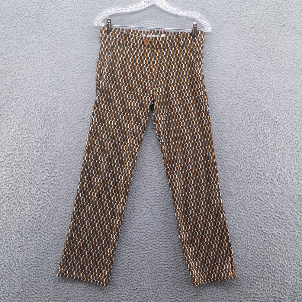 Betabrand Womens Dress Pant Yoga Pants Small Rust Geometric Print Straight Leg